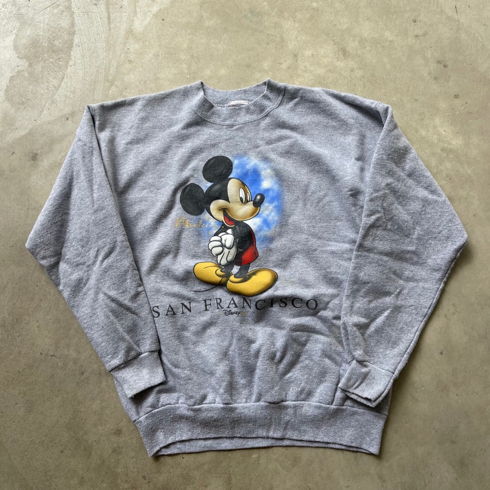 Vintage Mickey Mouse San Francisco Heather Gray Crewneck Sweatshirt Medium